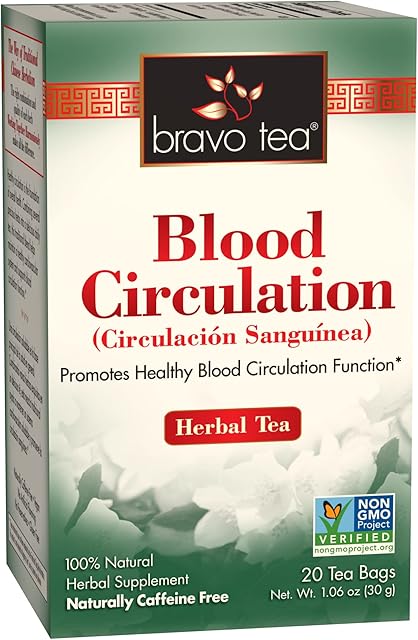 BRAVO TEAS&HERBS Blood Circulation Herbal Tea, Caffeine Free, 20 Count