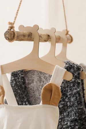 20 Pcs Kids Wooden Hangers, 9'' Baby Toddler Children Hangers for Clothes & Pants