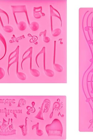 3 Pieces Music Note Fondant Mold Music Note Lace Mat Silicone Musical Candy Mold for Cake Decoration