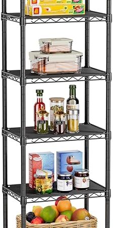 6 Tier Metal Wire Shelving Unit Adjustable Storage Shelves 10 D x 16" W x 60" H Black