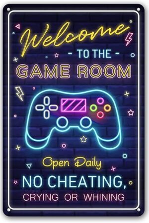 Welcome to the Game Room Sign - Cool Gaming Decor Gifts for Boys and Teens | Perfect Game Room Accessories and Decor, 12 x 8 Inch (268)