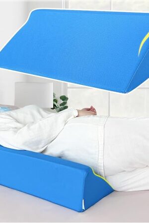 Bed Wedge Pillow For Sleeping Seniors Post Surgery Incline Pillow Bedsore Pressure Relief Cushions For Butt Lifting Patient Turning Triangle Foam Wedges For Bed Positioning Body Back Support (Blue)