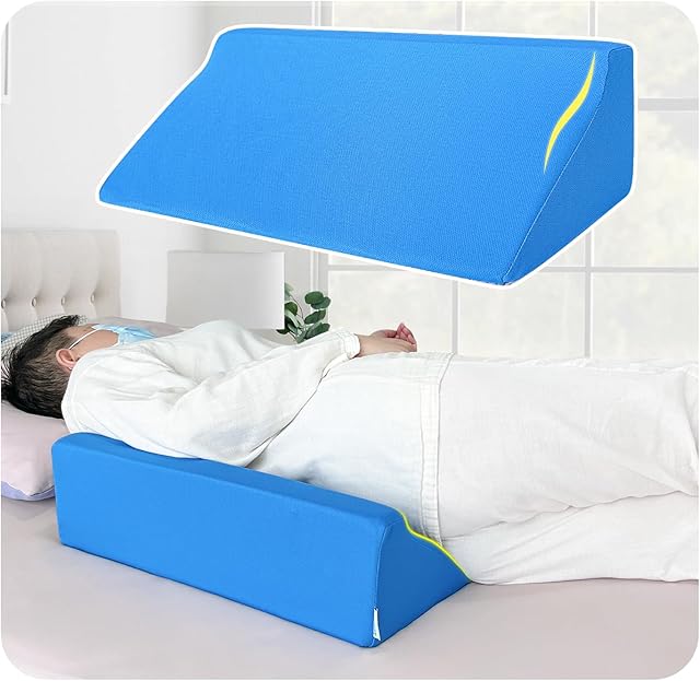 Bed Wedge Pillow For Sleeping Seniors Post Surgery Incline Pillow Bedsore Pressure Relief Cushions For Butt Lifting Patient Turning Triangle Foam Wedges For Bed Positioning Body Back Support (Blue)