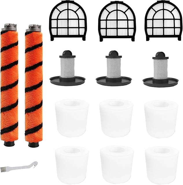 Brush Roller Foam Hepa Felt Filters Compatible with Shark LZ600 LZ601 LZ602 LZ602C QU602Q, QU603Q APEX UpLight Lift-Away DuoClean Vacuum Cleaner # XFFLZ600 & XHFFC600