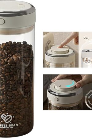 Coffee Canister with Premium Glass - Airtight Coffee Container with One-Way CO2 Valve and Freshness Tracker, Perfect for Coffee Bean Storage,57oz Large Capacity