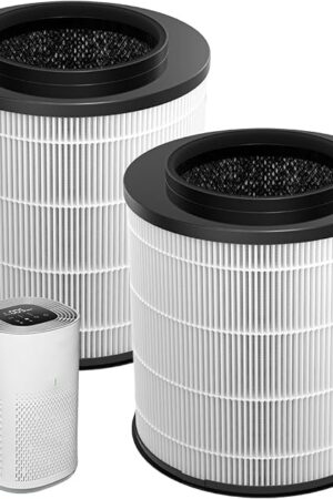 2-Pack 12030 HEPA Replacement Filter, 1,000 Sq. Ft. Capacity, Compatible with Clorox Medium Room Air Purifier 11030 & 11031, 3-in-1 HEPA Filter for Dust, Pet Dander, Pollen, #12030