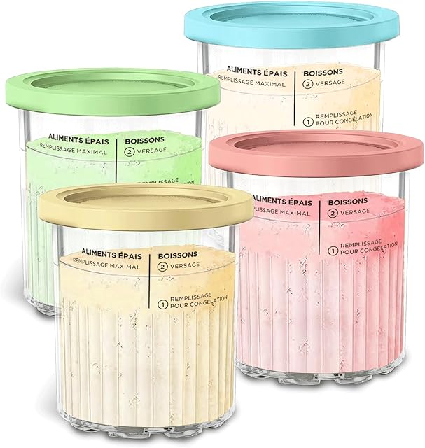 Premium 24 oz. Pint Containers for Ninja Creami Deluxe - 4 Pack | NC500, NC501 Series Compatible | BPA-Free, Dishwasher Safe