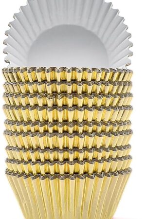 200 Pcs Gold Foil Cupcake Liners Standard Baking Cups Muffin Paper Cases
