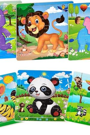 The Puzzles for Kids Ages 3-5 Toddler Wooden Toys Montessori Learning Education Preschool Sets Games for Boy Girl 3 4 5+ Years Old, Pack of 6 (20 Pieces)