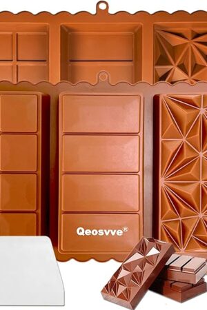Deep Chocolate Bar Mold 1.2 inch Kataifi Pistachio Dubai Chocolate Bar Kit Thick Silicone Molds for Stuffed Bar Large Big Candy Bar Mould for Filling