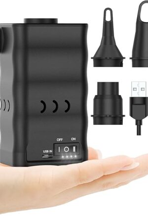 Dr.meter Air Mattress Pump, Rechargeable 6000mAh Portable Air Pump, Quick-Fill Electric Air Inflator Deflator for Outdoor Camping Inflatable Bed Pool Boat Float Raft Swimming Rings Vacuum Bag