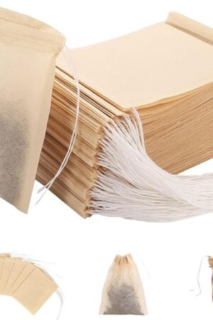 200Pcs Tea Filter Bags, Disposable Tea Filter Bags for Loose Leaf Tea from Safe Natural Materials, Empty Tea Bags Suitable for Loose-Leaf Tea, Coffee, Spices, Herbs (3.54 x 2.75 inch)