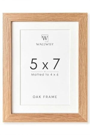 5x7 Picture Frame, Solid Oak Wood 5x7 Photo Frame with Mat to 4x6, 7x5 Picture Frames for Wall and Tabletop Display, Natural Oak 5 x 7 Frame, Set of 1