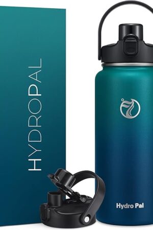 64oz Half Gallon Insulated Water Bottle with 2-in-1 Lid (Chug & Straw), Double Walled Vacuum Stainless Steel Water Bottles, Wide Mouth Leakproof Insulated Jug with Straw