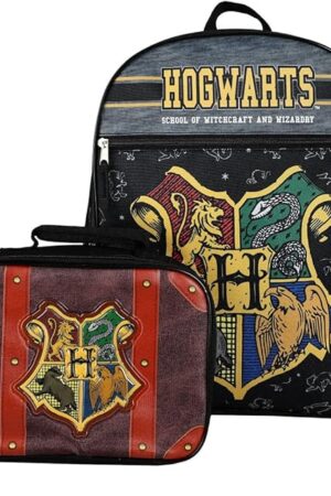 Bioworld Harry Potter Hogwarts Kids 2-Pc 16-Inch Backpack With Trunk-Inspired Lunch Kit
