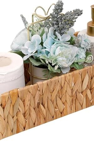 Wicker Storage Basket Water Hyacinth Basket Toilet Paper Baskets,Toilet Paper Holders Toilet Tank Basket for Bathroom