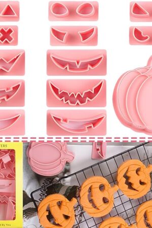 BESEK Halloween Cookie Cutters: 12 shape Pumpkin Cookie Cutter, Halloween Holiday Party Supplies for Biscuit Baking