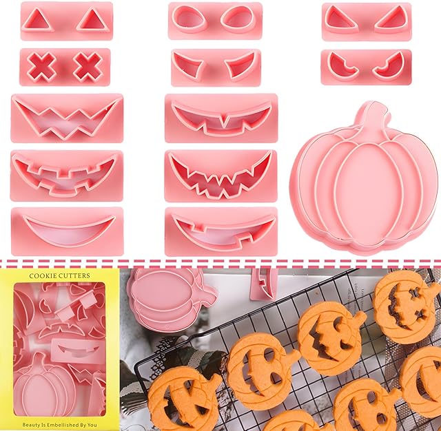 BESEK Halloween Cookie Cutters: 12 shape Pumpkin Cookie Cutter, Halloween Holiday Party Supplies for Biscuit Baking