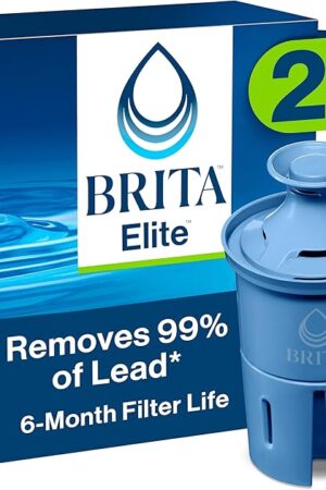 Brita Filter Replacements for Water Pitchers and Dispensers, Elite, NSF Certified to Remove 99% of Lead, 2 Count, Blue