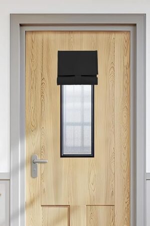 Vatge Classroom Door Curtain - Thermal Insulated Blackout Window Cover for Window Privacy, Small Curtain for Glass No Drill, 1 Panel, W8 x L36, Black