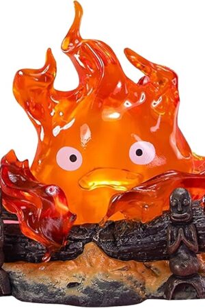 Calcifer Lamp Statue, Cute Calcifer Night Light Desktop, Warm Orange Flame Lights for Bedroom Office Decoration Gift Camping, 5 inch