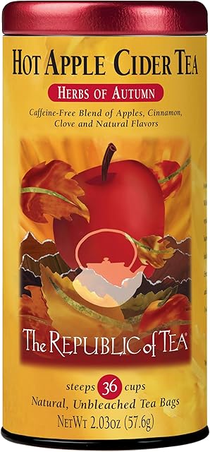 The Republic of Tea - Hot Apple Cider Tea, 36 Tea Bags, Tin | Harvest Herbal Blend | Caffeine-free