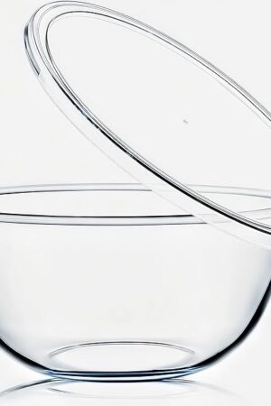 4.7QT Large Glass Mixing Bowl with White Lid, Big Salad Bowl with Lid, Large Glass Bowls for Sourdough and Kithen