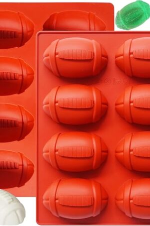 2Pcs Football Cake Pans,Football Molds For Baking,1Inch Deep Nonstick Football-Shaped Silicone Mold For Cake,Chocolate,Ice Cube