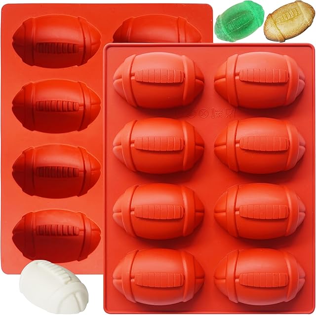 2Pcs Football Cake Pans,Football Molds For Baking,1Inch Deep Nonstick Football-Shaped Silicone Mold For Cake,Chocolate,Ice Cube
