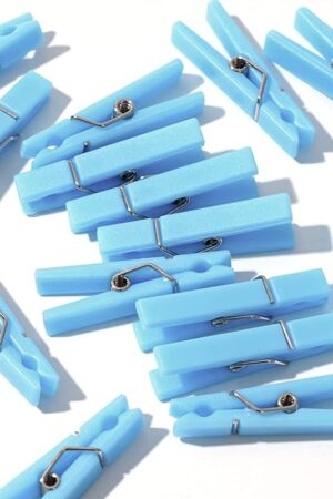 60PCS Baby Shower Clothespin Games Boy Plastic Mini Clothes Pins 1.4 inch for Party Decorations,DIY Crafts(Blue)
