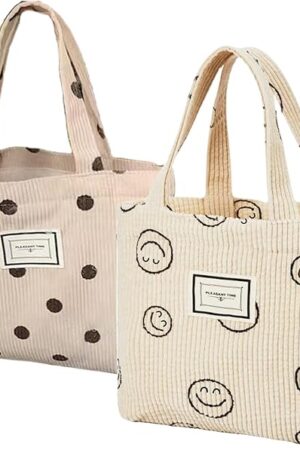 Corduroy Small Tote Bag Mini Tote Bag for Women