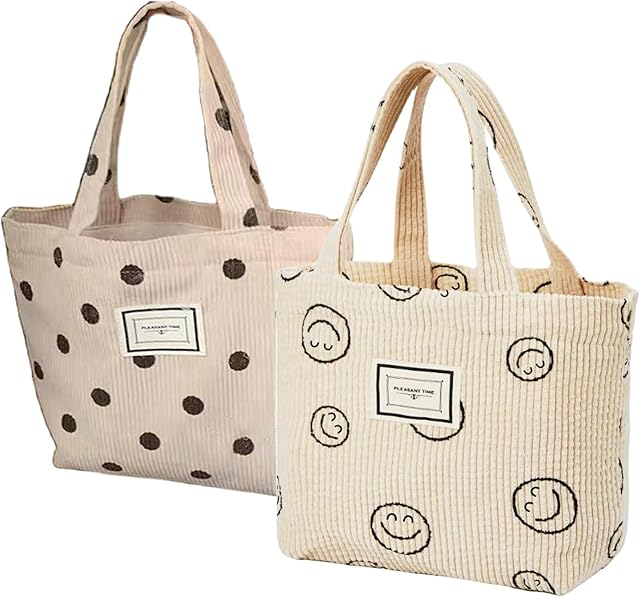 Corduroy Small Tote Bag Mini Tote Bag for Women