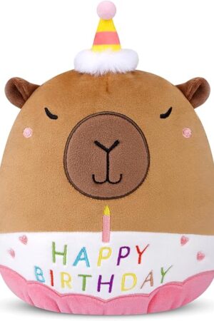 Capybara Plush - 8inch Birthday Stuffed Animal Capybara Plush Pillows Toys, Birthday Gifts Party Decoration for Kids Girls & Boys