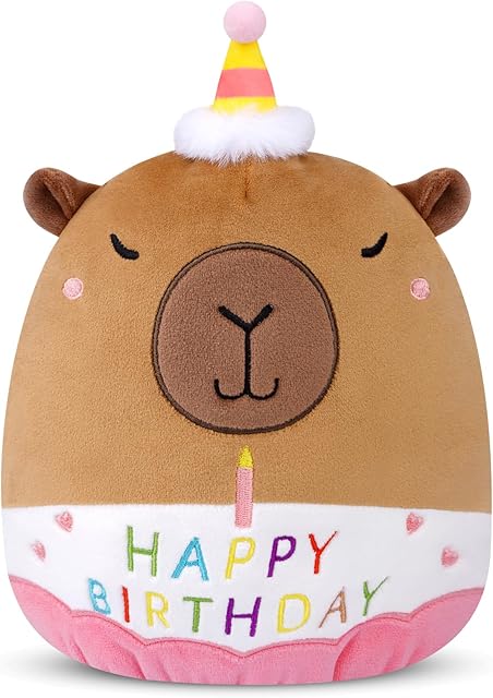 The Capybara Plush - 8inch Birthday Stuffed Animal Capybara Plush Pillows Toys, Birthday Gifts Party Decoration for Kids Girls & Boys