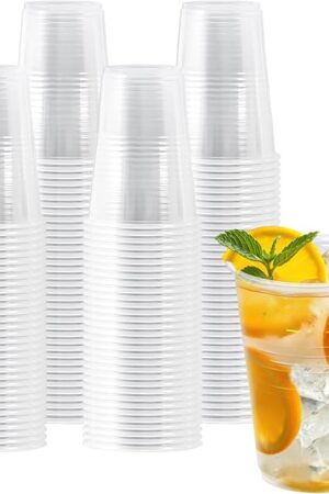 200 Pack 9 oz Plastic Cups, Clear Plastic Cups Disposable, Clear Cup Cold/Hot Drinking Cup for Party, Wedding, Graduation, Travel, Holiday, Events, Birthday