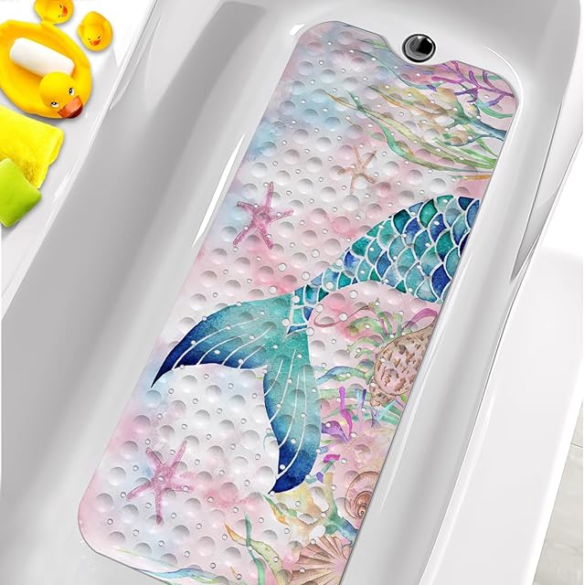 Bathtub Mats Pink Mermaid Bath Mat 40 X 16 Inch