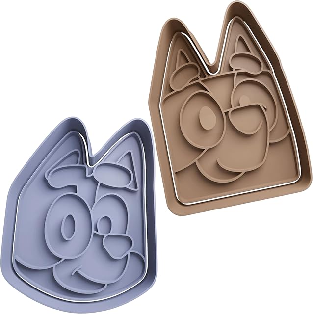 Blue and Bingo The Heeler Dog Breed Family Inspired Cookie Cutter Set of 4, Unique 3D Printed Cartoon Fondant Cookie Cutter, Blue dog Gift, Blue Dog Birthday, Baking, Party Supplies (Head) WHITE