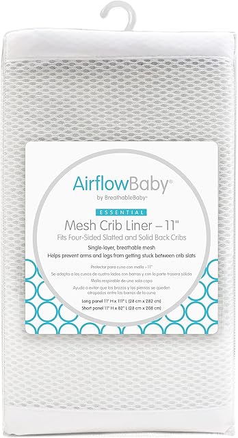 Breathable Mesh Liner for Full-Size Cribs (Gray, 11')