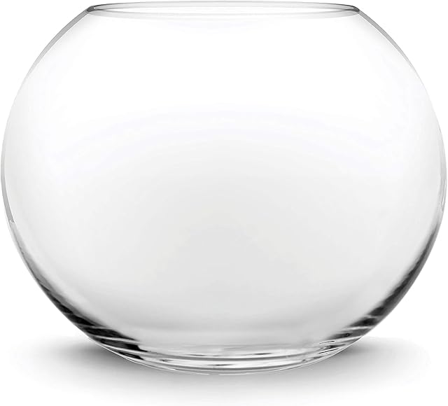 CYS EXCEL Glass Bubble Vase (H-4.5" W-5.5", Approx. 1/4 Gal.) Small Fish Bowl Round Terrarium Vase Globe Flower Centerpiece for Weddings Events Arrangements