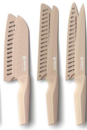 Brewin Knife set, 13 Pieces Kitchen Knives Set, Anti-Rust Coating and Blade Guard, Home Essentials, Camping Essentials - Muliticolor