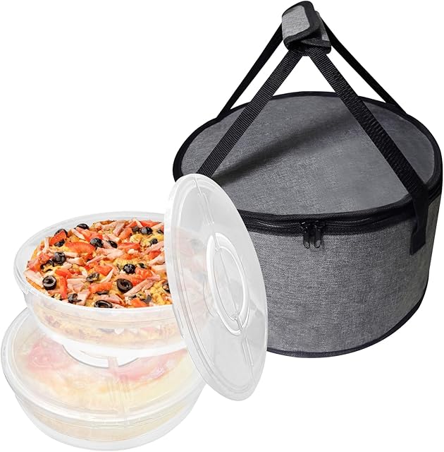 Aufind 12" 2 Pack Pie Carrier with Lid and Insulated Food Carrying Case Bag, Reusable Food Storage Containers for Pies, Cheesecake, Pizza, Nuts Fruit Perfect Gifts