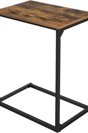 VASAGLE C Shape End Table, Small Coffee Table for Couch Or Sofa, Industrial Side Table in Living Room, Bedroom, 13.8 x 21.7 x 26 Inches, Rustic Brown and Black ULNT52BX