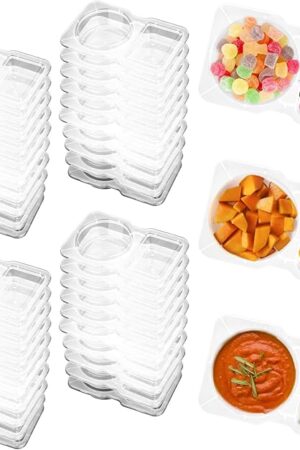 20 PCS Snack Containers with Lid, Leakproof Dipping Containers with 2 Compartments,Reusable Snack Pack Containers, Portion Control Condiment Container