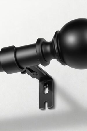 Zeerobee Curtain Rods for Windows 48 to 84, 1 Inch Adjustable Heavy Duty Black Curtain Rod, Outdoor Indoor Room Divider Modern Drapery Pole, 48-86"