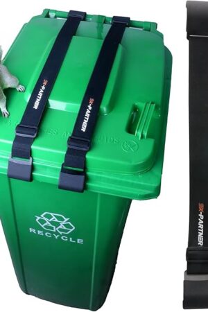 2PCS Trash Can Locks for Animals with Double Metal Claw Bear Proof Trash Can Lock, Adjustable Strap for 28-96 Gallon Garbage Can Locks for Animals Outdoor Trash Can Lid Lock Against Raccoon