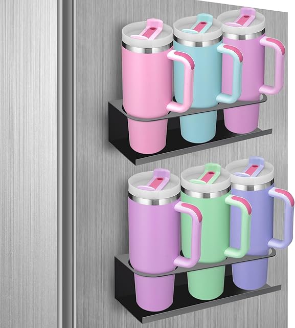 2 Pack Magnetic Cup Holder for Stanley 30/40 oz Tumbler, Magnetic Cup Organizer Holder for Fridge, Stanley Cup Accessories for Kitchen Cabinet