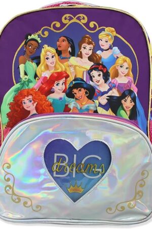 Disney Princess Girl's 16 Inch School Backpack Bag (One Size, Purple/Pink)