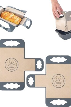 2 Pcs Silicone Bread Loaf Pan Liners, Reusable Food-Grade Silicone Bread Baking Mat, Non-Stick & Heat Resistant Loaf Pan Lifters, Sourdough Sling with 4 Handles, Fits 9x5" or 1.5Lb Loaf Pans
