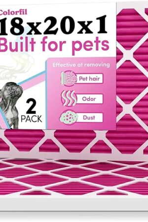 18x20x1 Air Filter by Colorfil | Color Changing Filters for Cat and Dog Odor | MERV 8 Furnace AC Filter for Pet Hair and Dust | 17.5"x19.5"x0.75" Exact Size | Pack of 2