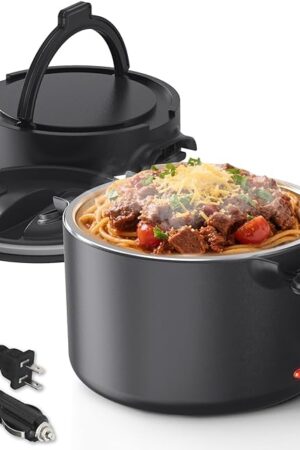 Electric Lunch Box, 33OZ Portable Food Warmer | 100W Rapid Heating & Leak-Proof 304 Stainless Steel | 3-in-1(Car 12V/24V & Home 110V) | Perfect for Work/Travel,On-the-Go,Ideal Gift for Men & Women
